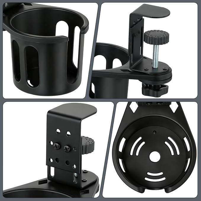 Desk Cup Holder Clamp, Rotatable Clip On Table Cup Holder - Image 3