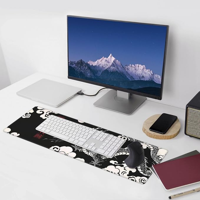 Gaming Mouse Pad Desk Pad,Extended Big Mouse Pad,31.5x11.8 Inch Long Computer Keyboard Mouse Mat Mousepad with 3mm Non-Slip Base and Stitched Edge for Gaming and Office… (Loong) - Image 8
