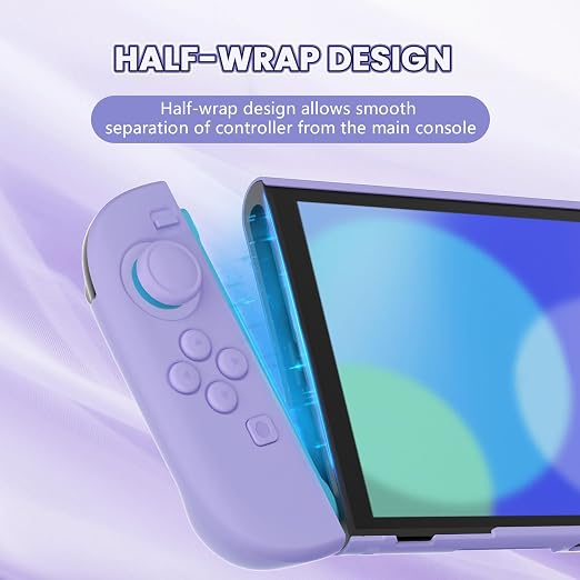 PlayVital Protective Case for Nintendo Switch 2 - Cute Dockable Hard Case Shell for Switch 2 with Thumb Grip & Sticker & Button Caps, Anti-Scratch & Shockproof Cover Skin - Light Violet - Image 5