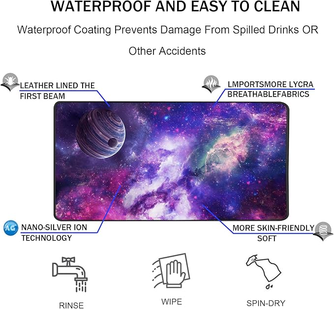 TEDNETGO Large Extended Gaming Mouse Pad, Long Mouse Pads, Extra Large Big Mouse Pad with Stitched Edge, XXL Non-Slip Computer Computer Keyboard Mat for Gamer/Desktop/Office/Home, Galaxy - Image 4