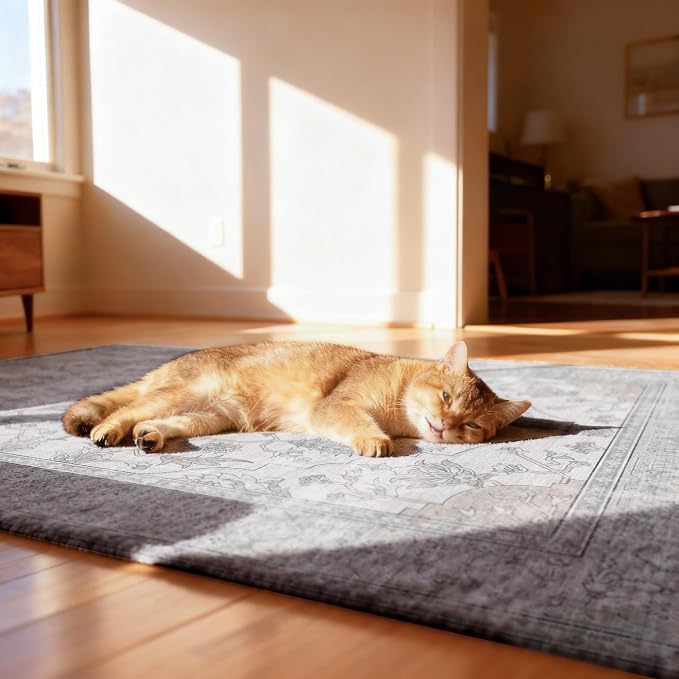 Office Chair Mat for Hardwood 48"x60", Under Desk Chair Mat for Home Office, Anti-Slip Office Rugs for Rolling Chairs, Floor Protector Washable Rugs Beige/Brown - Image 8