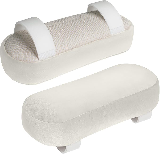 2-Pack Non-Slip Armrest Pads for Office & Gaming Chairs - Ergonomic Forearm Support Pillow for Desk, Computer & Wheelchair, Pressure Relief Cushions (Ivory) by AmazeCov