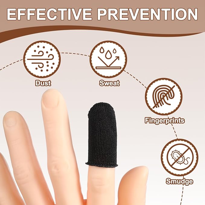 PATIKIL Controller Finger Thumb Sleeve, 40 Pack Mobile Gaming Finger Sleeve Silver Fiber Tip Gloves Anti-Sweat Breathable for Phone Game Touchscreen Devices, Black - Image 4