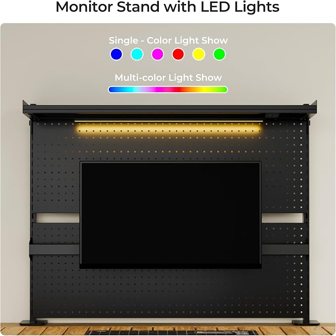 EUREKA ERGONOMIC Desk Pegboard Dual Monitor Stand 43x34 Black | Steel pegboard with dual monitor stands, privacy panel and 4 modular accessories for organized gaming and office setups - Image 6