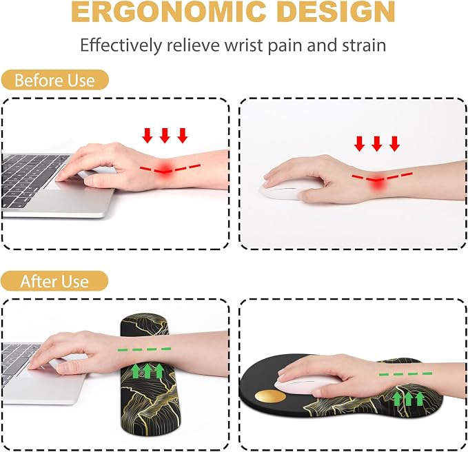 Ergonomic Mouse Pad with Wrist Rest and Keyboard Wrist Rest, Gel Mousepad - Image 2
