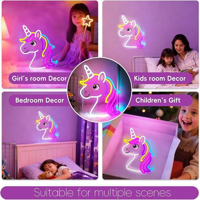 Unicorn Neon Sign for Girls Room Colorful Unicorn Neon Light Wall Decor - Image 9