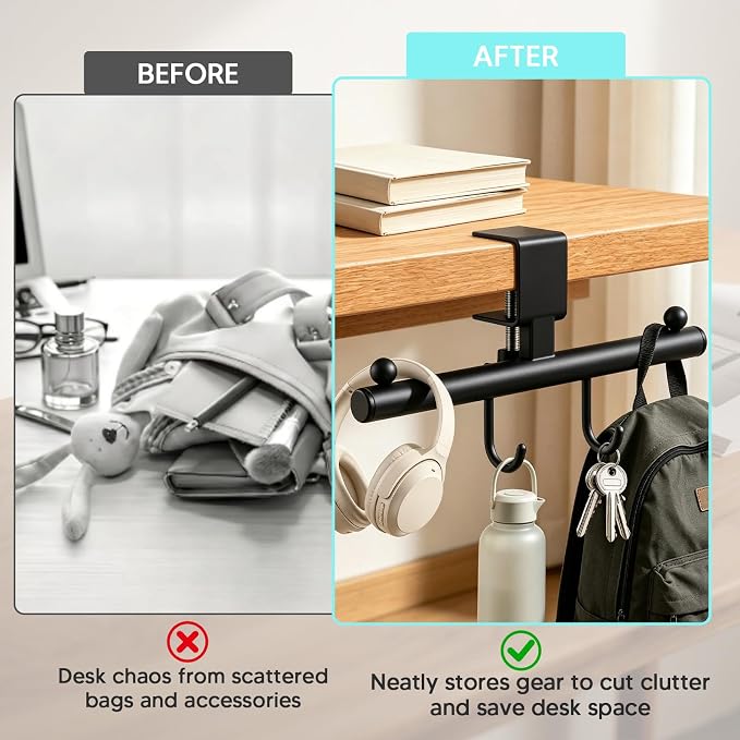 Heavy-Deauty Bag Hook for Desk,Adjustable Desk Hook - Image 8