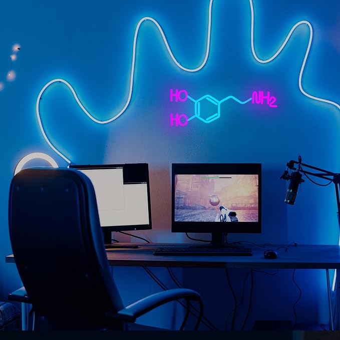 Dopamine Molecule Neon Sign Dimmable LED Light Up Wall Decor Science Chemistry Structure Art Aesthetic Happy Hormone Sign for Lab, Office, Classroom Graduation Christmas Gift(16.3 * 6.5in) - Image 4