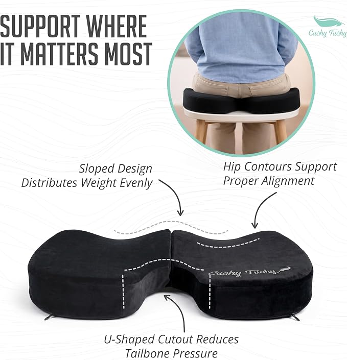Cushy Tushy Premium Foldable Travel Seat Cushion - for Relief of Lower Back, Sciatic, Butt and Tailbone Pain - for Home & Office Use, Perfect for Travel or Driving - Coccyx Seat Cushion - Image 5