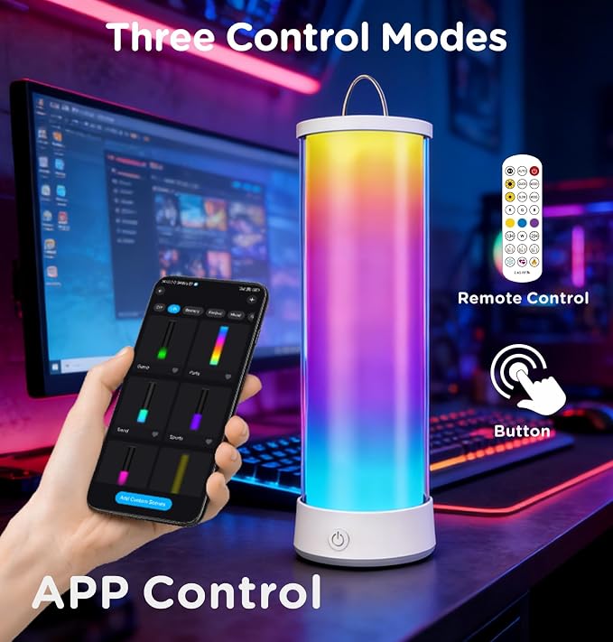 Cordless Table Lamp, RGB Rechargeable, 1500LM Dimmable - Image 2