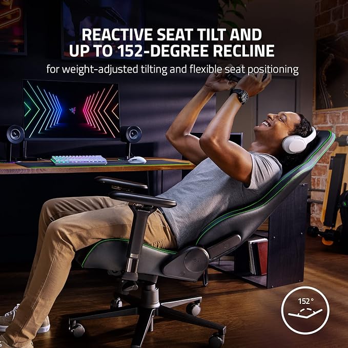 Razer Enki Gaming Chair, Built-in Lumbar Arch, All-Day Comfort, Black | Optimized Cushion Density, Dual-Textured, Eco-Friendly Synthetic Leather, Adjustable 152-degree Recline - Image 8