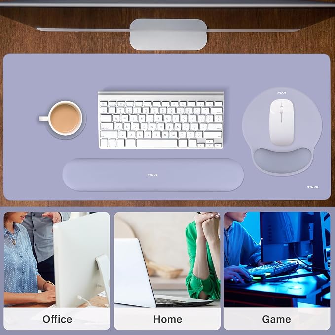 MOSISO Wrist Rest for Mouse Pad Set, Large Gaming Deskpad, Lavender Gray - Image 6
