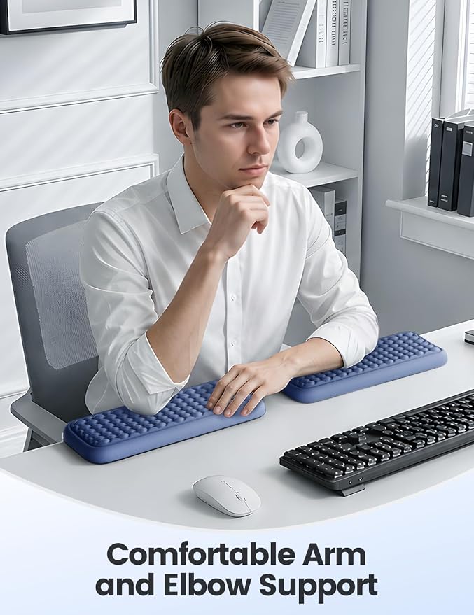 Vaydeer 2Pcs Elbow Rest Pad for Desk, L-Shaped Armrest Ergonomic Support | Desk Edge Cushion, Memory Foam Elbow Wrist Support Keyboard Mouse Pad for Palm Hand Office Computer Home Gaming Accessories - Image 3