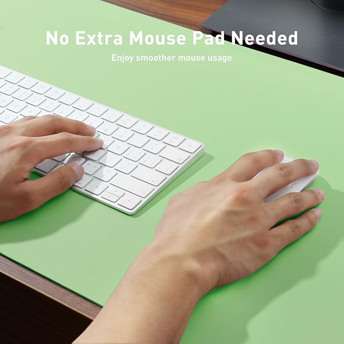Aothia Faux Leather Desk Mat – Large Mouse Pad, Non-Slip PU Leather Blotter, Waterproof Writing Surface for Office and Home (Foam Green, 47.2" x 23.6") - Image 4