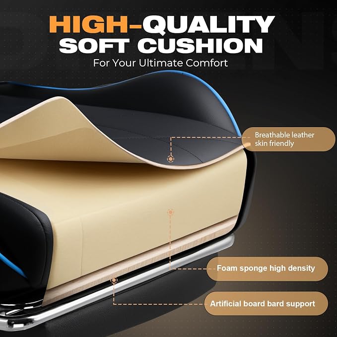 Gaming Chair with Footrest, Ergonomic High-Back PU Leather Computer Chair with 3D Adjustable Armrests, Headrest and Lumbar Support, Office Desk Chair with Diamond Stitching for Adults & Teen - Image 6