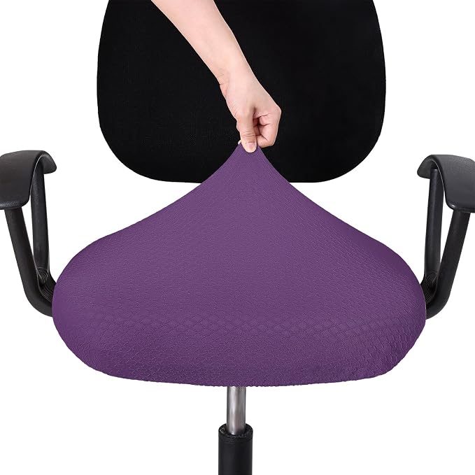 Smiry Office Computer Chair Seat Covers for Desk, Anti-dust Protector | Stretch Jacquard Removable Washable Desk Chair Seat Cushion Protectors, Purple - Image 5