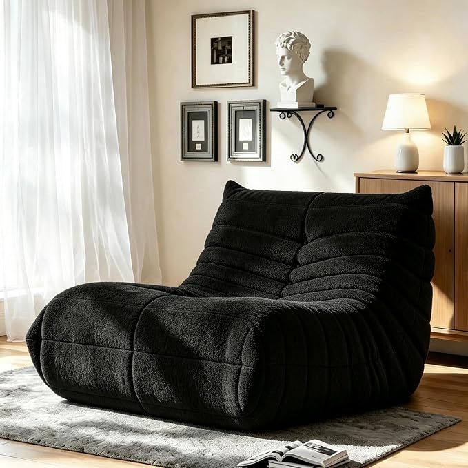 WHGBJA Giant Bean Bag Chair for Adults, Comfy Beanbag with Memory Foam | Floor Sofa Chair for Gaming, Reading, Bedroom, Living Room, Boneless, Ergonomic by WHGBJA
