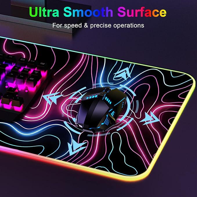 Mouse Pad 31.5 X 11.8 Inches RGB Mouse Mat with 13 Light Modes | Touch Control, Large Gaming Mousepad with Non-Slip Rubber Base for Office & Game, Model-J - Image 5