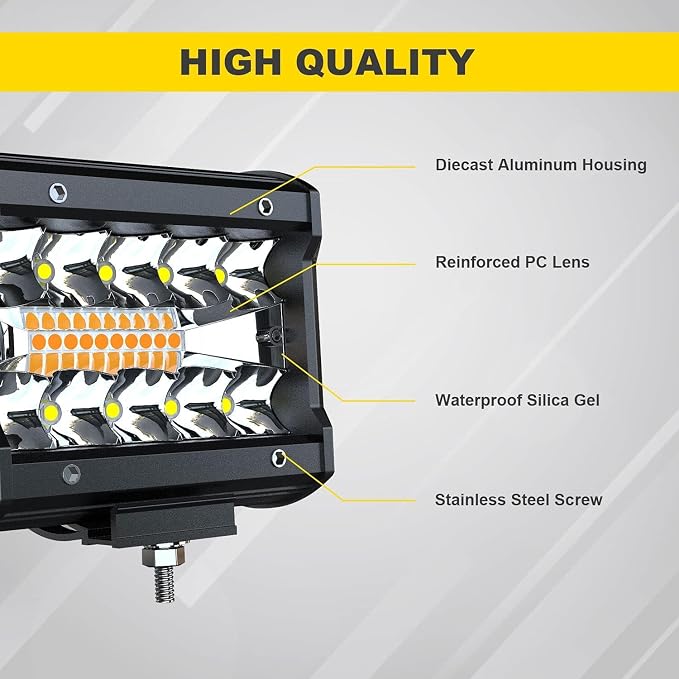 4PCS 4 inch LED Work Pods White/Amber Six Modes Strobe Fog Lights - Image 6