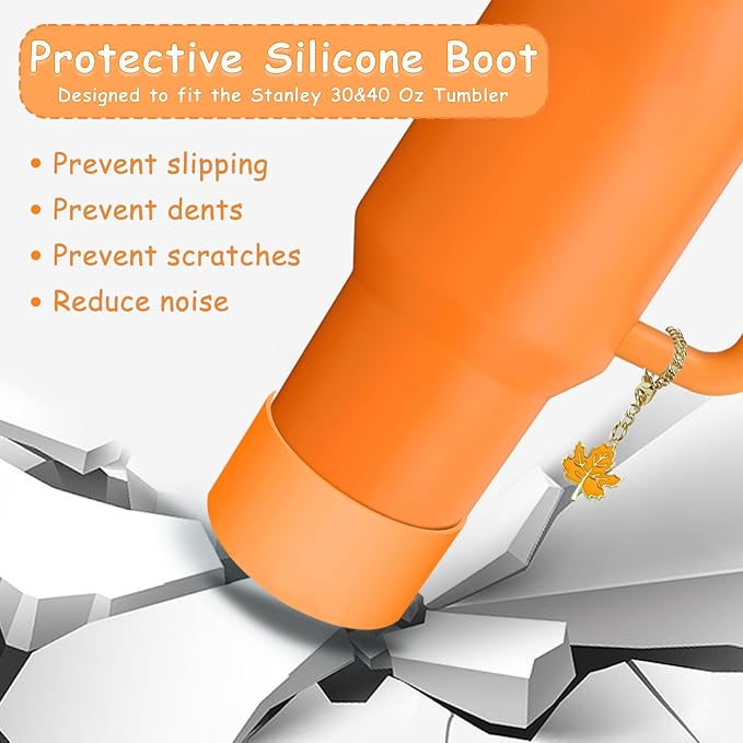 Stanley Cup Accessories Set,Including 2 Pcs 0.4in Straw Cover, 1 Silicone Spill-Proof Stopper Set of 3, 1 Cute Maple Handle Charm, 1 Silicone Boot Fits Stanley 40&30 Oz Tumbler (Tigerlily Plum) - Image 5