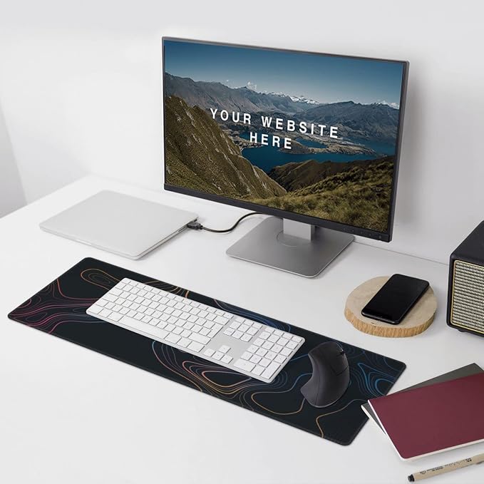 Topographic Contour Map XL Mouse Pad 31.5 x 11.8 Inch Gaming Mousepad Extended Large Mousepad with Nonslip Rubber Base Stitched Edges Laptop Desk Pad Home Office Supplies - Image 5