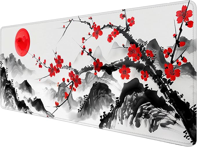 Watercolor Cherry Blossom Gaming Mouse Pad Desk Pad Ink Landscape XL Mouse Pad Large Mousepad Extended Laptop Keyboard Mat Gaming Desk Pad Mouse Mat Office Computer Keyboard Laptop Home 31.5"x11.8" by Unknown