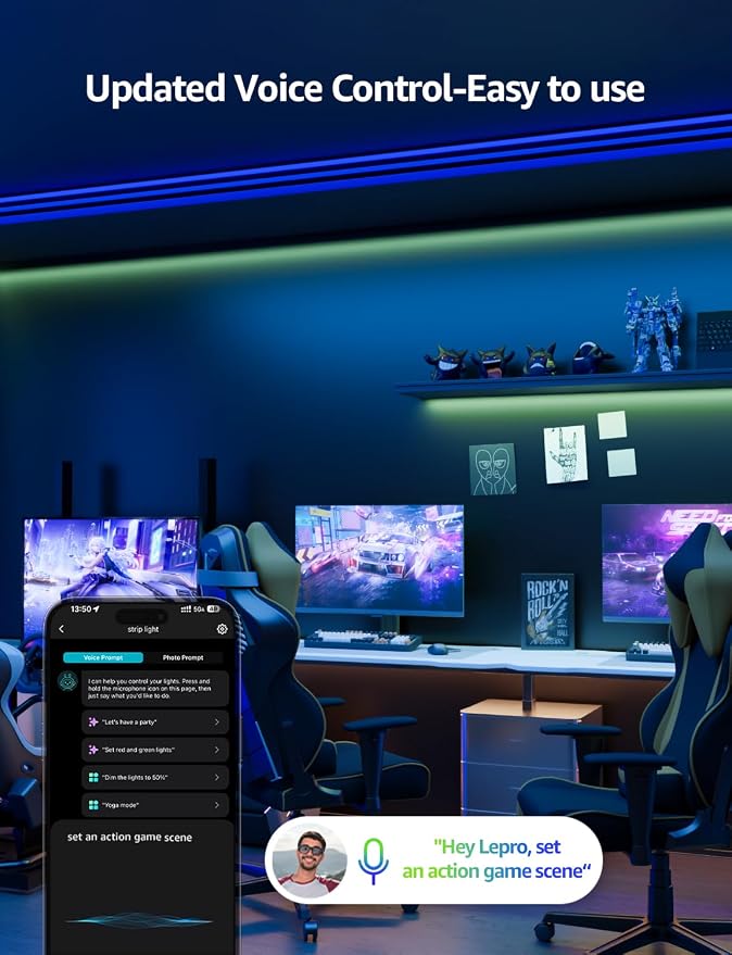 Lepro SE1 AI Smart LED Strip Lights 32.8FT RGB WiFi Bluetooth Lights - Image 3
