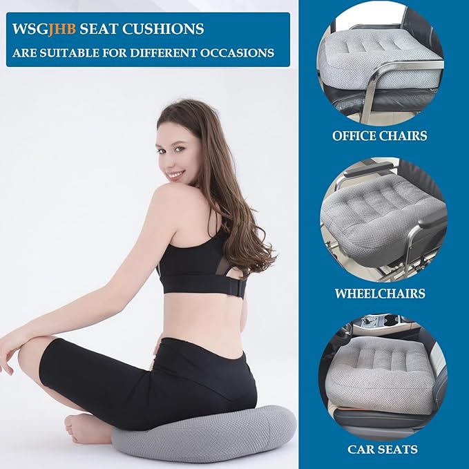 WSGJHB Office Chair Cushion Pillow Adult Car Booster Seat Cushions | Seat Cushions for Short People Effectively Increase Field of View Lower Back Fatigue Relief, for Home Anti-Slip 18x18x4.7" - Image 6