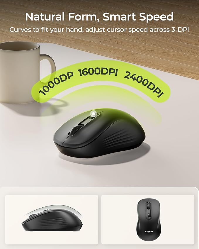 seenda COE200 Wireless Bluetooth Keyboard and Mouse Combo with Wrist Rest - Image 5