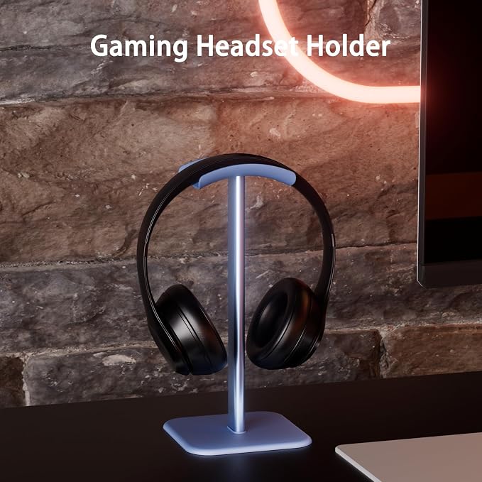 Headphone Stand for Desk - Headset Stand Headphone Holder (Blue) | with Aluminum Hanger and Plastic Headrest, headphone holder for AirPods Max, Sony, Bose, Beats and More - Image 4