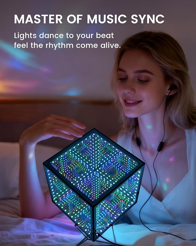 Infinity Mirror Hyper Cube LED Light, RGB Gaming Room Decor, 6 Inch - Image 7
