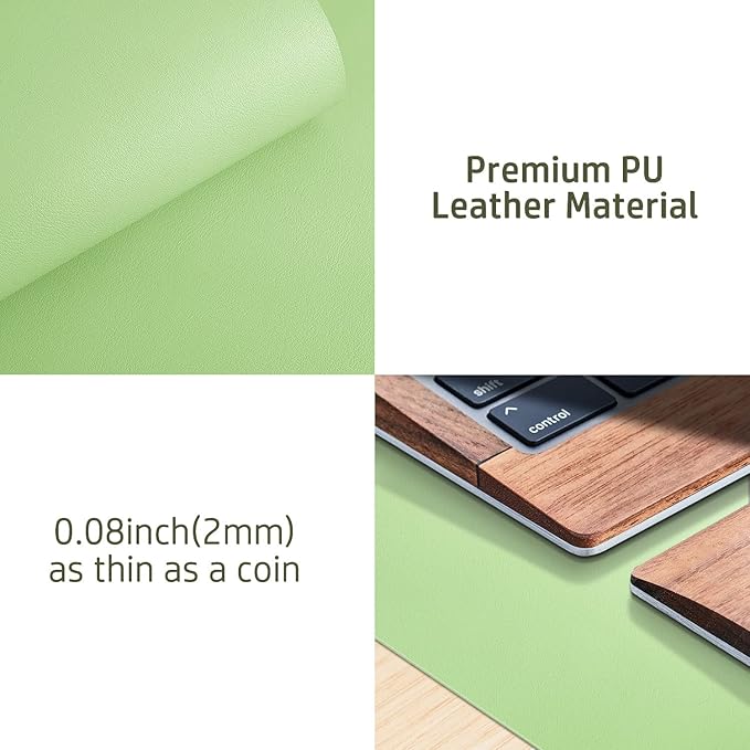 Aothia Leather Desk Pad Protector, Mouse Pad, Office Desk Mat, Non-Slip PU Leather Desk Blotter, Laptop Desk Pad, Waterproof Desk Writing Pad for Office and Home (31.5" x 15.7", Foam Green) - Image 8