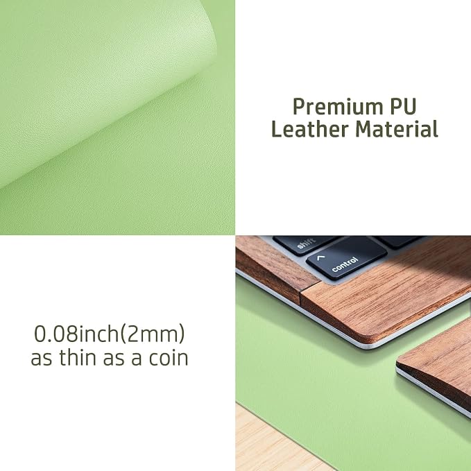 Aothia Leather Desk Pad Protector, Mouse Pad, Office Desk Mat, Non-Slip PU Leather Desk Blotter, Laptop Desk Pad, Waterproof Desk Writing Pad for Office and Home (36" x 17", Foam Green) - Image 7