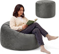 ACH Bean Bag Chair for Adults and Teens - 3ft Memory Foam Floor Chair, Perfect for Dorms, Gaming & Relaxing, Machine Washable Velvet Cover (Grey-Medium) by ACH