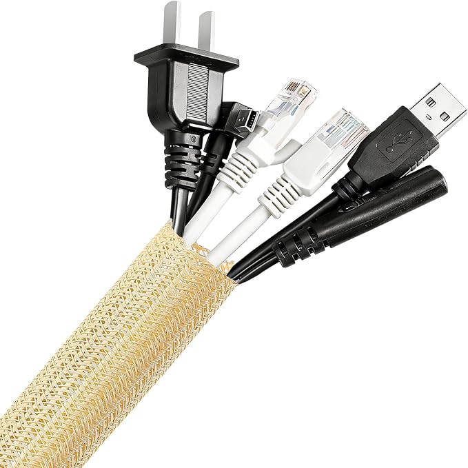 AGPTEK Cable Sleeve, 20ft - 1 inch Cable Management Cord Hider, Wood Color by AGPTEK