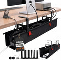 Under Desk Cable Management Tray 36" — No Drill Clamp-On Cord Organizer for Desk with Built-in Ties, Heavy Duty Metal Clamp, Foldable 600D Oxford Fabric for Home Office, WFH & Gaming PC Setup (Black) by Unknown