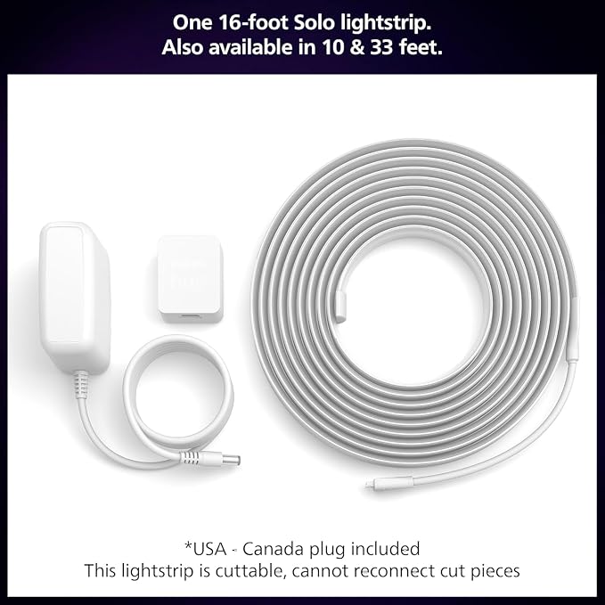 Philips Hue Indoor 16 Ft Smart LED Solo lightstrip Base Kit - 1 Pack - Control with Hue App - Compatible with Alexa, Google Assistant and Apple HomeKit - Image 5