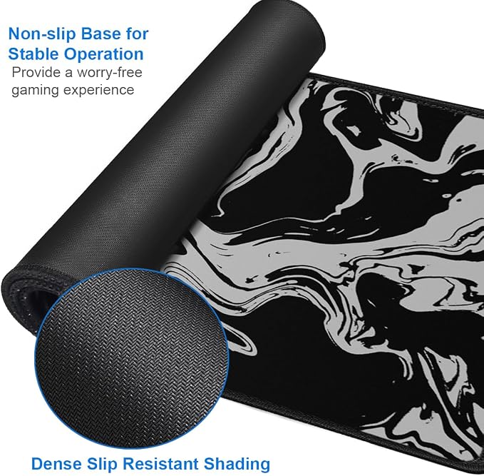 Gaming Mouse Pad, 31.5x15.7 inch Large Extended Computer Keyboard Mouse Mat, Water Resist Non-Slip Mousepad Rubber Base Long XXL Desk Mouse Pad for Gaming, Office & Home, Marble White - Image 4