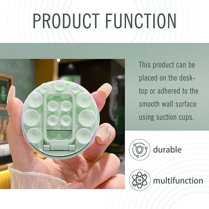 Small Rotundity Suction Cup Suction Phone Card Holder, Desktop Metal Bracket, Phone for iPhone and Android, Hands-Free Sticky Phone Grip Holder Stick On Phone Case for Videos (Cyan) - Image 4