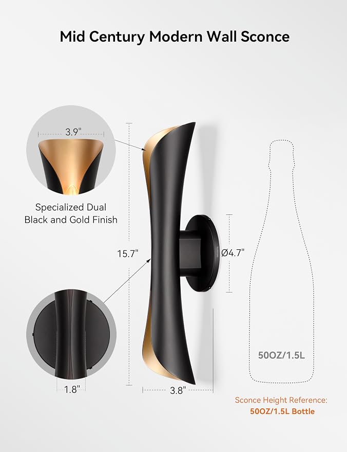 Tubicen Wall Sconces Set of Two Dimmable Home Theater Sconce Up Down - Image 7