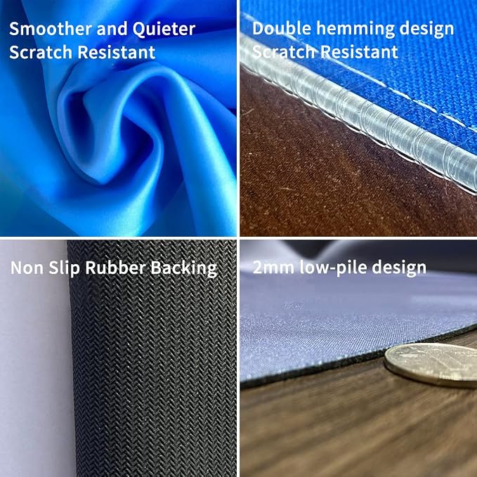 Generic Gaming Chair Mat for Hardwood Floor, Non-Slip Round Office Chair Mat, 47" Blue - Image 6