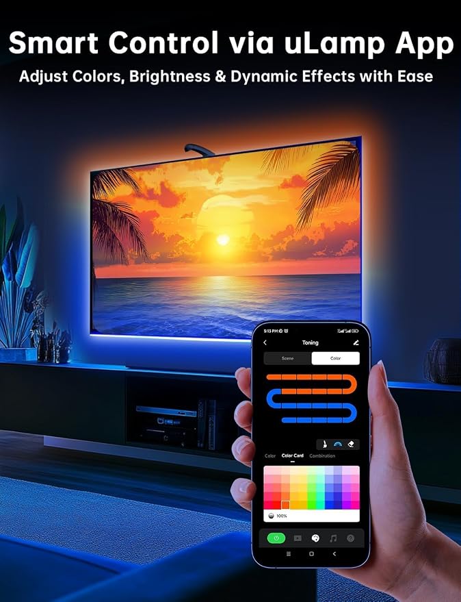 FFJ TV Lights that Change with TV, 21.3ft Cuttable TV LED Backlight - Image 5