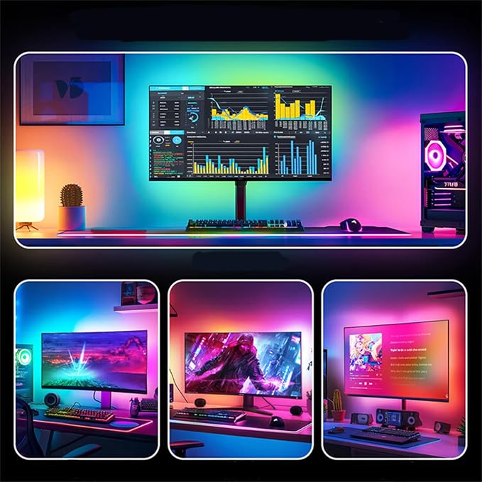 Monitor LED Backlights, RGB Screen Desk Light PC, Computer Light Bar Behind Monitor, LEDs for Desk Gaming, USB Port, LED Strip Lights that Sync with Screen Color or Music(24 inches) - Image 8