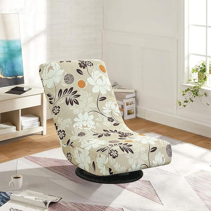 Swivel Reclining Folding Floor Gaming Chair Cover Printed Lazy Boy Chair Slipcover Lounge Folding Sofa Seat Covers for Teens and Adults, 11 - Image 2