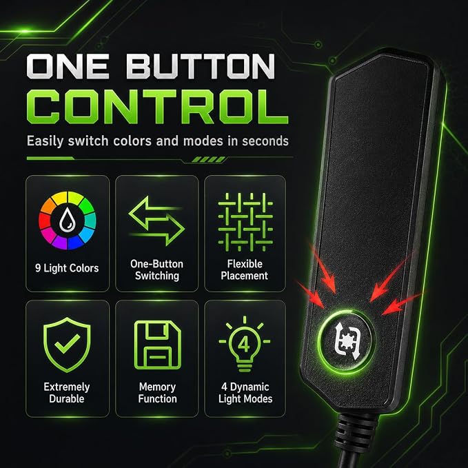 Gaming Chair Mat for Hardwood Floor Circle RGB Gaming Lights (Mountains 47”) - Noise Cancelling, Anti-Slip Gamer Floor Mat – Scratch Resistant Computer Gaming Mat for Chair – Office Chair Mat - Image 9