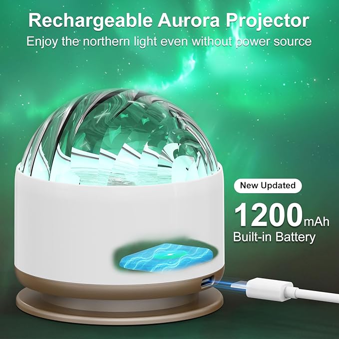 HUMIIEYE Northern Light Projector, Battery Operated Aurora Night Light with Timer Function, 13 Colors Galaxy Lamp Ripple Ceiling Projector Mood Ambient Lighting for Bedroom Adults Kids Room Girl Gift - Image 3
