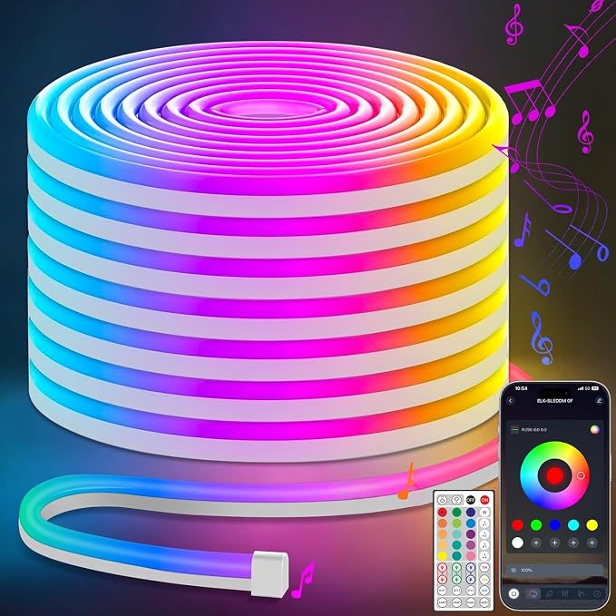 Lamomo LED Neon Rope Lights 32.8Ft, RGB LED Strip Lights Control with App/Remote, Music Sync Color Changing Waterproof Flexible Led Light Strip, Cuttable Gaming 24V Neon Lights for Bedroom Indoor - Image 8