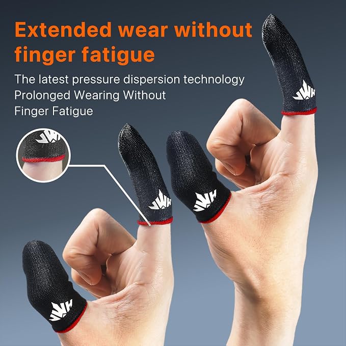 16 Pack Mobile Phone Gaming Thumb Sleeve,with Storage Box JWH Finger Cots for PUBG Gaming Glove,Red Edge​,Anti-Skid,Silky and Sweat-Proof,Dedales Gamer profesionales guantes para - Image 7