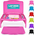 MAVOCRAFT Foldable Kids Lap Tray with Storage - Portable Lap Desk Kids & Adults - Kids Lap Desk for Breakfast in Bed, Serving Tray, Car Desk & Gaming (Pink) by MavoCraft
