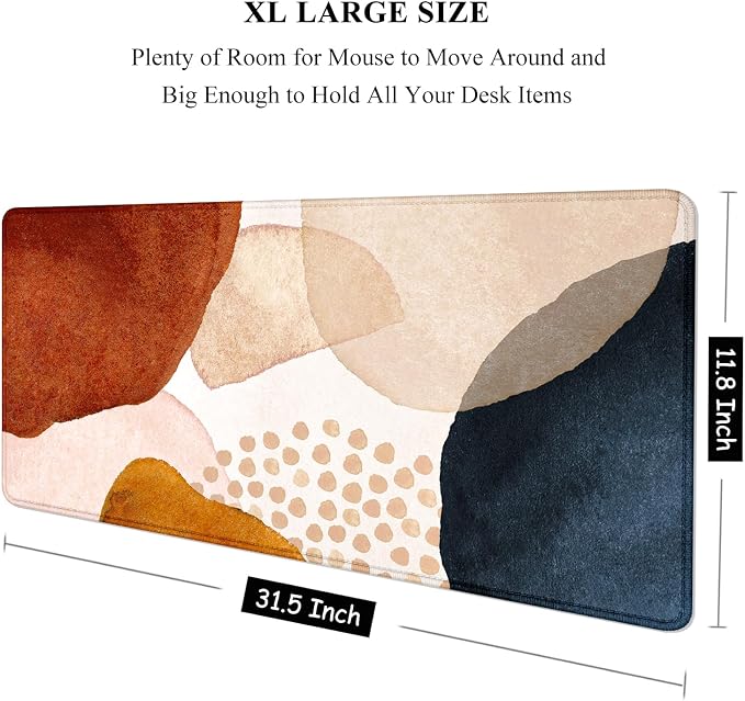 Auhoahsil Large Mouse Pad, XXL Desk Pad, Extened Mousepad 31.5" x 11.8", Non-Slip Rubber Base, Stitched Edges, Superior Surface, Gaming Keyboard Mat, Waterproof Desk Pad, Abstract Stone - Image 2